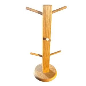 Kamenstein Vintage Wood Coffee Mug Cup Holder Tree Farmhouse Style